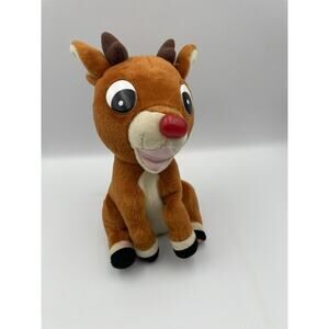 Vintage '90s Gemmy Singing Rudolph The Red Nosed Reindeer Light Up Nose 8" Plush